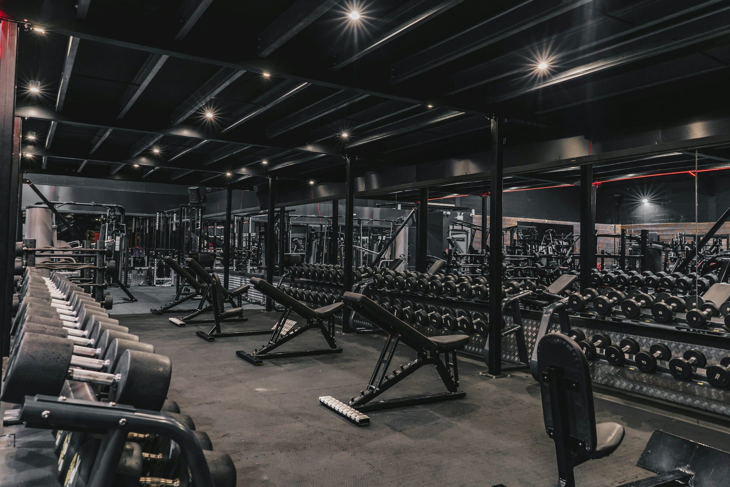 Interior de Impulso Training con zona de pesas